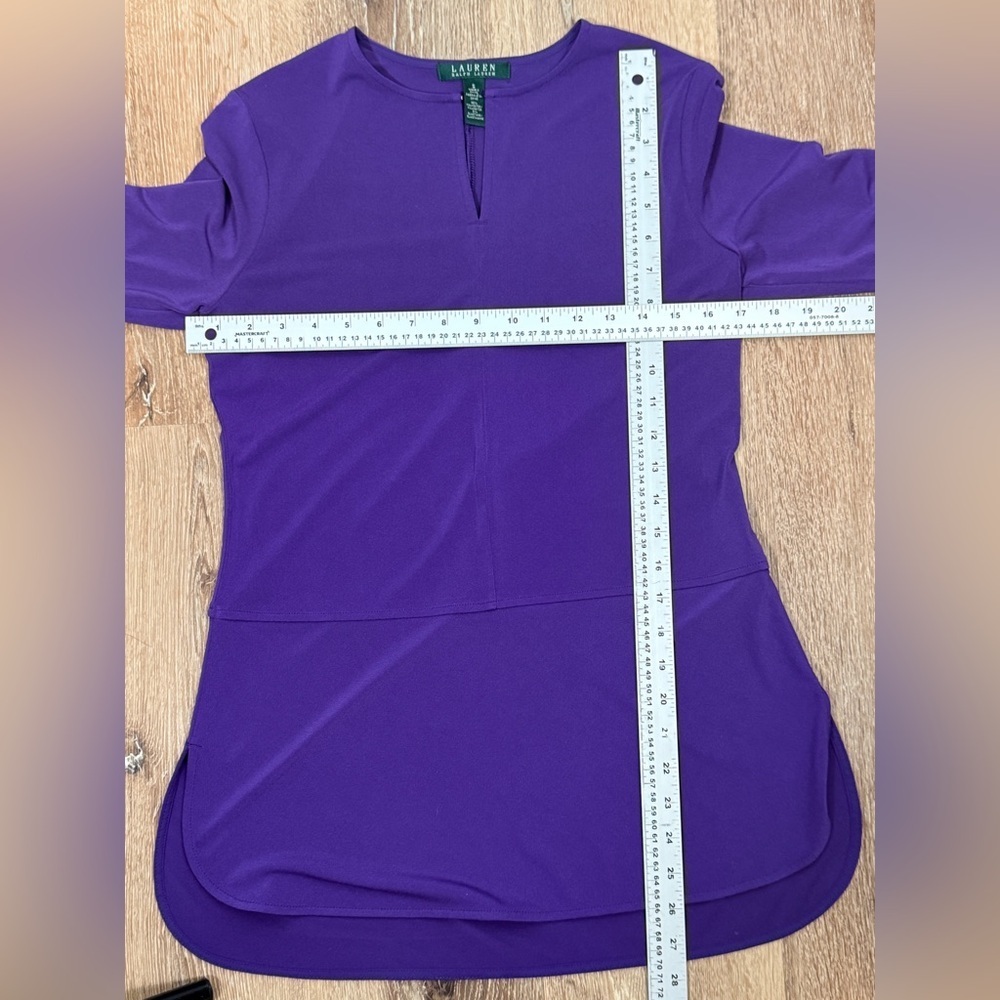Lauren Ralph Lauren Purple Tunic Top Notch Neck Long Sleeve Size S - Picture 4 of 7